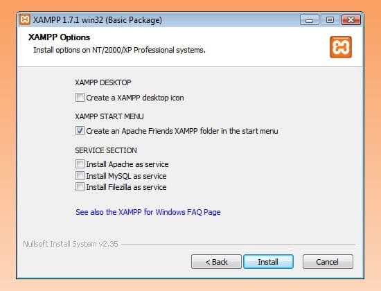 Options XAMPP