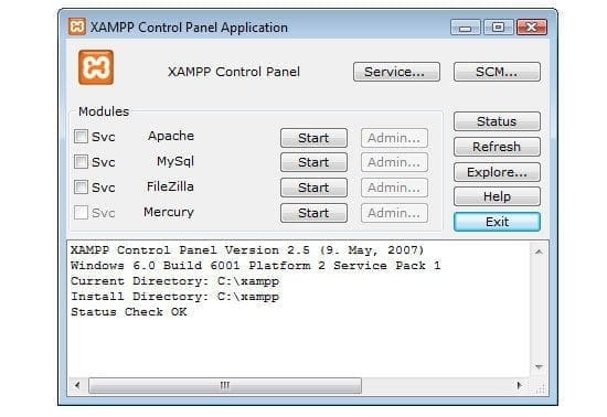 Panneau de configuration XAMPP