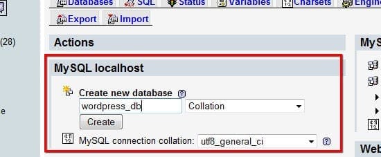 Création de wordpress_db.