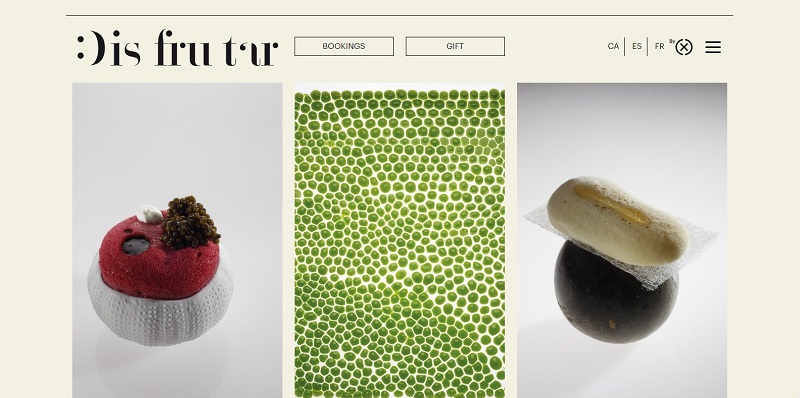 50 Sites internet de restaurant pour vous inspirer 16 Barcelonne Restaurant Disfrutar La home page raconte le principal