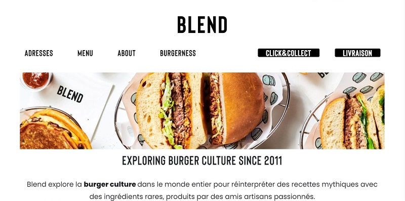 50 Sites internet de restaurant pour vous inspirer 10 Concept mono produit des trois restaurants de burger Blend