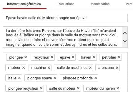 Métadonnées de Youtube pris en compte par l'algorithme Youtube