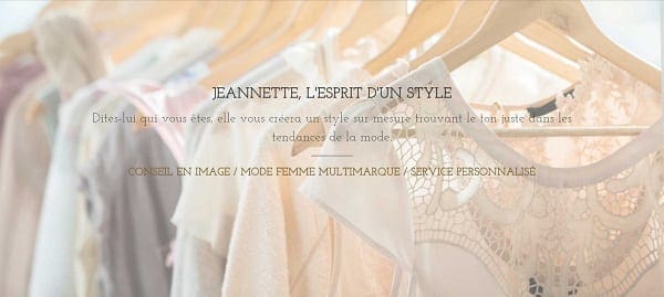 capture d'écran du site web d'une boutique de mode pour femme à Paris
