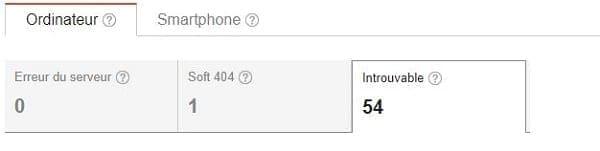 Erreurs 404 sur la Google search console