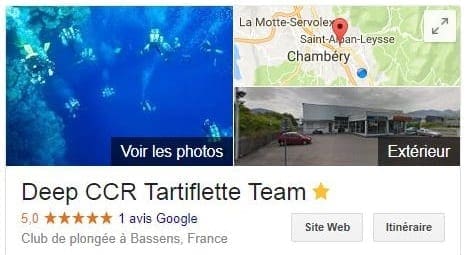 Google Map résultat de Deep CCR Tartiflette Team