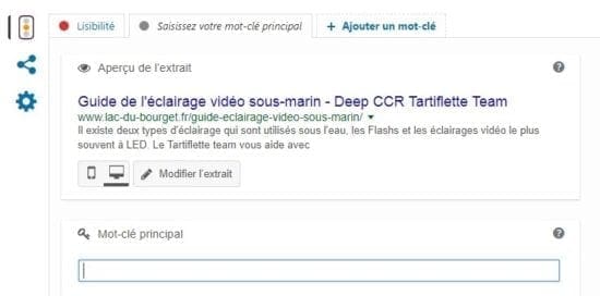Mot clé principal dans wordpress