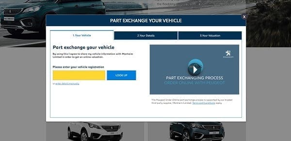 Offre de reprise en ligne de votre ancienne voiture par Peugeot UK