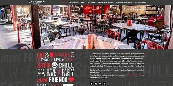 site internet de restaurant pour vous inspirer : Image d'un site web du restaurant: La Fabryk à Lyon