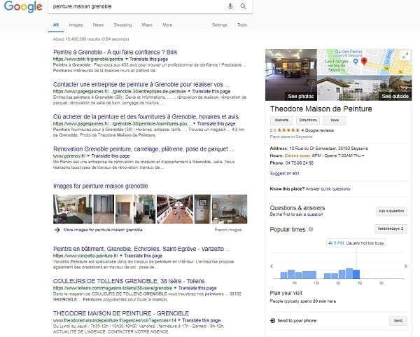 exemple de résultats de recherche google