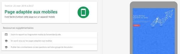 résultat de Google Mobile Friendly Test