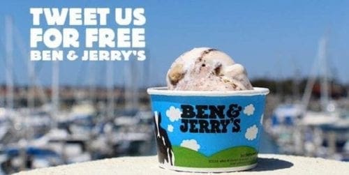 Ben & Jerry's a utilisé le marketing expérientiel pour fournir aux utilisateurs de Twitter une crème glacée gratuite