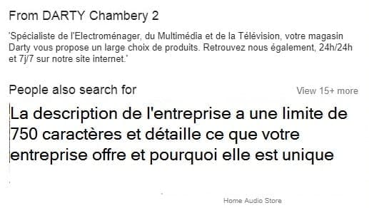 Exemple de description d'entreprise sur Google My Business