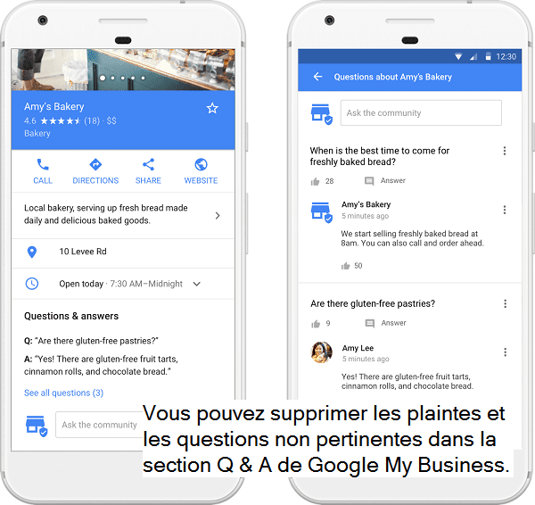 Exemple de questions / réponses sur Google My Business