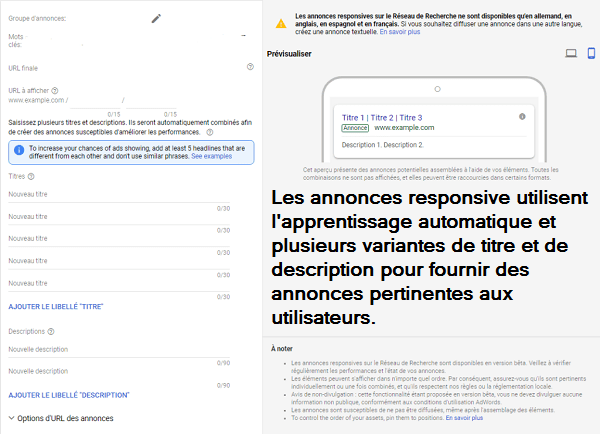 Une définition des annonces responsives google Adwords