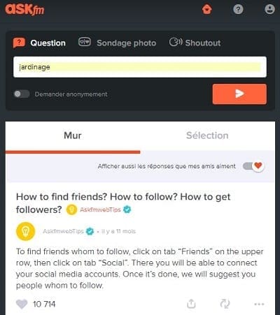 Poser des questions sur Ask.fm