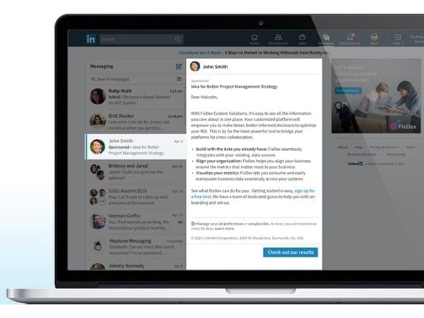 Comment faire de la publicité sur Linkedin avec une annonce inmail sponsorisée