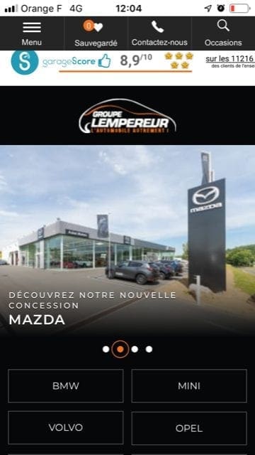 Site internet automobile mobile Groupe Lempereur