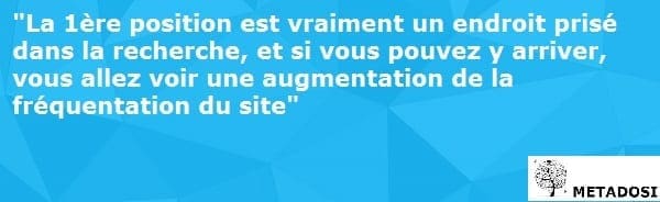 La première position est l'emplacement recherché dans la recherche