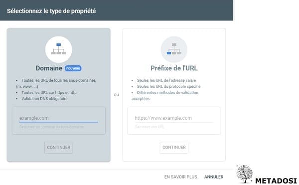 Une capture d'écran de Google Search Console, une solution de marketing digital