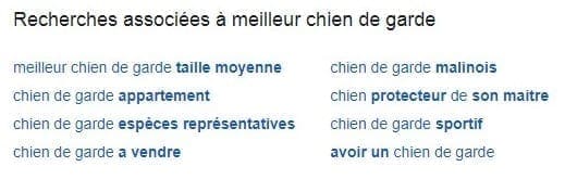 Recherches associées de Google