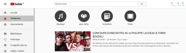 Tendances Youtube