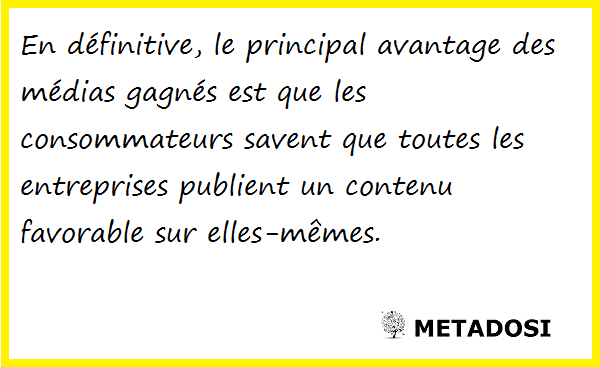 Le plus grand avantage des earned media est que les consommateurs savent que toutes les entreprises publient un contenu favorable sur elles-mêmes.