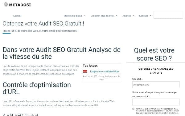 Notre Audit SEO Gratuit est un outil d’optimisation de site Web