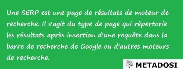 Voici une définition d'une SERP