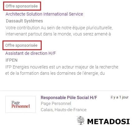 Publicité d'offre d'emploi