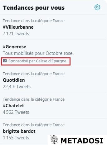 Tendance sponsorisée Twitter