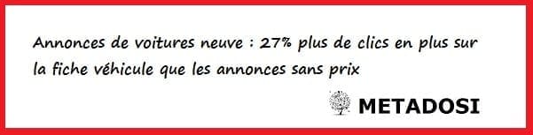 27 % de click en plus sur la fiche de voiture neuve vs une fiche sans prix