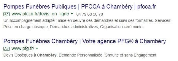 Exemple d'annonces PPC