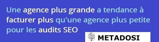 Une déclaration sur les prix d'audit SEO des grandes et petites agences SEO