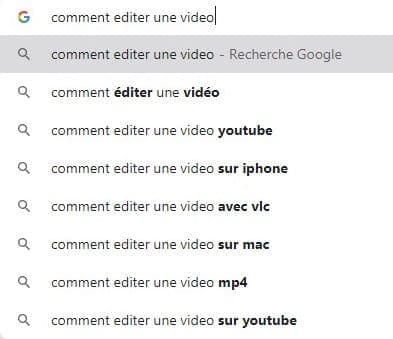 "comment éditer les vidéos" tapé dans la barre de recherche de Google