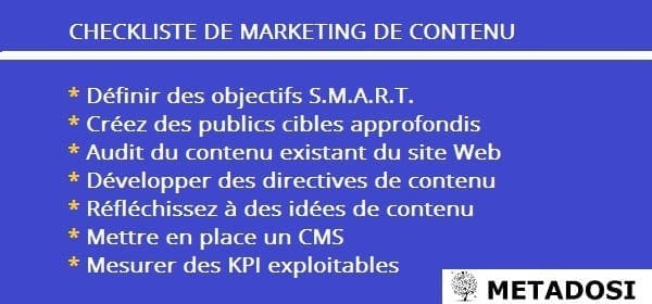 Une checkliste pour une stratégie de marketing de contenu