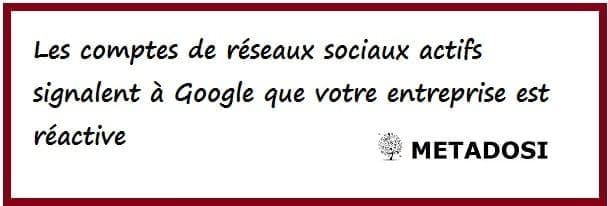 Les comptes de médias sociaux actifs signalent à Google que votre entreprise est réactive