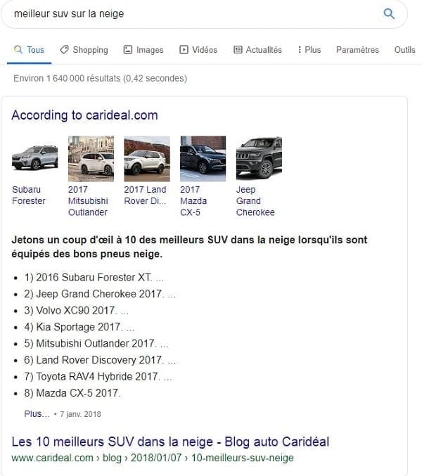 Optimiser pour les featured snippet "extraits optimisés"