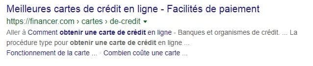 Résultat de recherche dans les SERP de Google