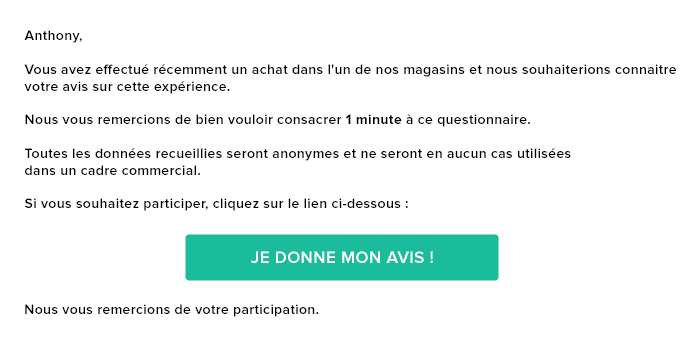 Comment encourager les réponses Exemple Email avis client