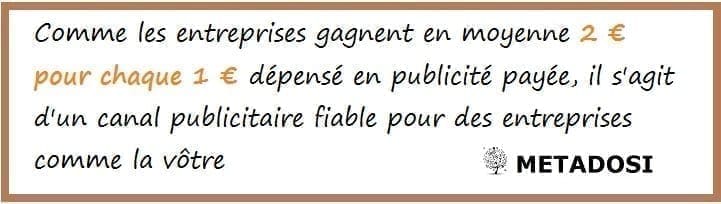 Les entreprises gagnent en moyenne 2 euros pour chaque euro dépensé pour des annonces payantes