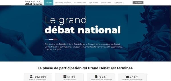 Exemple de défaillance d'un site web : granddebat.fr