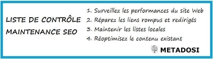 Votre liste de contrôle pour la maintenance du référencement  Liste de contrôle pour la maintenance du SEO