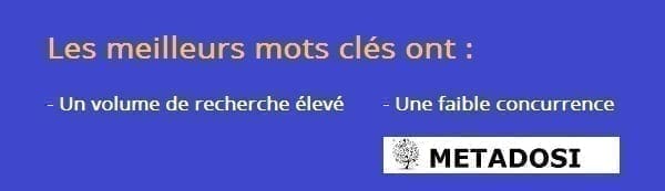 les meilleurs mots clés ont un volume de recherche élevé et une faible concurrence