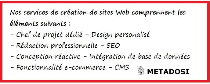 Liste des caractéristiques des services de notre agence de création de sites web professionnels