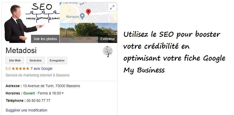 Un exemple de référencement Metadosi Google My Business