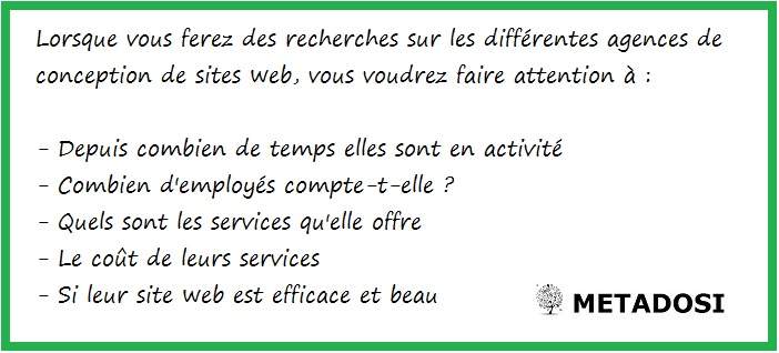 Prenez des notes sur les points suivants lorsque vous choisissez un concepteur de site web