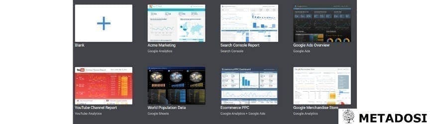 Une capture d'écran des modèles de Google Data Studio