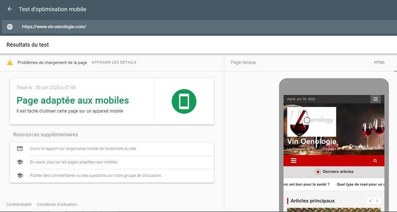 Exemple de convivialité mobile pour le SEO on page