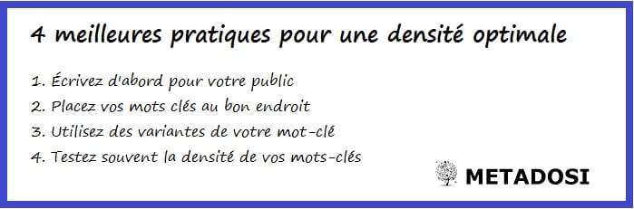 4 meilleures pratiques pour une densité de mots clés optimale