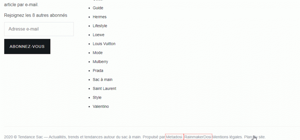 Un sitemap HTML contenant des liens vers chaque page d'un site web